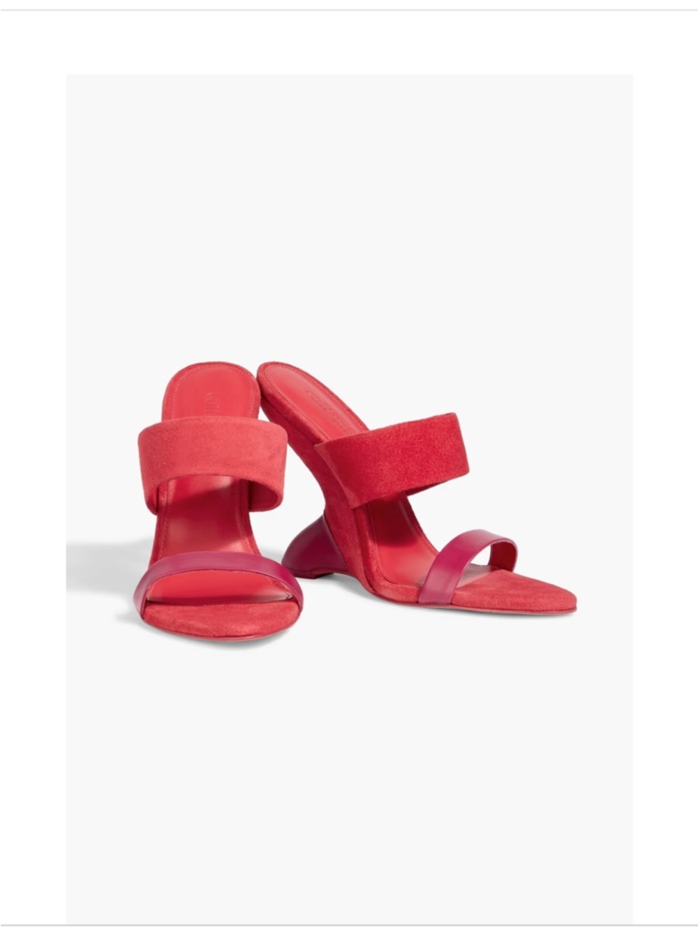 Cult Gaia Yara Red Suede & Leather Two-Band Heeled Sandals
